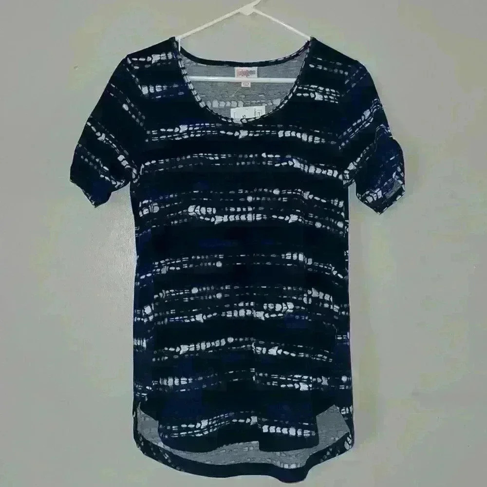 LuLaRoe Simply Comfortable NWT XS Navy Blue & White Top, Scoop Neck, Shortsleeve